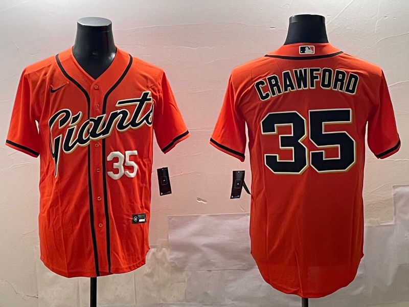 Men San Francisco Giants #35 Crawford Orange Game 2025 Nike MLB Jersey style 2